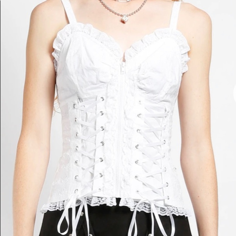 Tripp nyc white embroidery corset